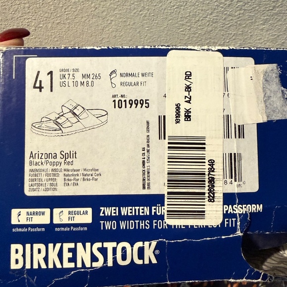 Birkenstock Arizona Split Black and Poppy Red BNIB HTF Size 10 (41) - Picture 8 of 8